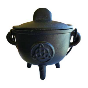 5" Cast iron cauldron w/ lid Triquetra
