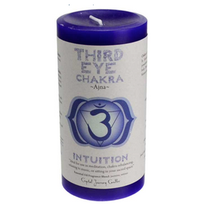 Third Eye Chakra pillar candle 3" x 6"
